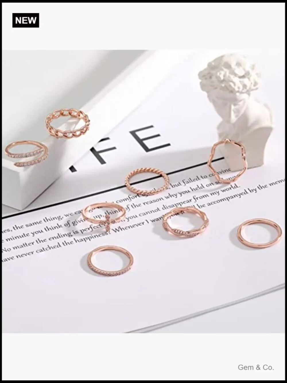 Stacking Rings Set for Women 14K Gold Plated Thin Knuckle Rings